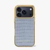 iPhone 17 Pro Case Deep Shine Sky Blue Small Croc