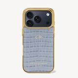 iPhone 17 Pro Case Deep Shine Sky Blue Small Croc