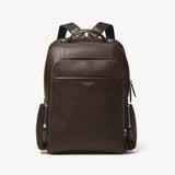 Zipped Leather Backpack Chocolate Pebble