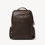 Zipped Leather Backpack Chocolate Pebble