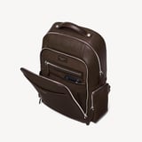 Zipped Leather Backpack Chocolate Pebble