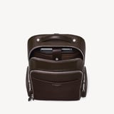 Zipped Leather Backpack Chocolate Pebble