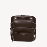 Zipped Leather Backpack Chocolate Pebble