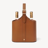 Deluxe Leather Duo Wine Bottle Carrier Smooth Tan