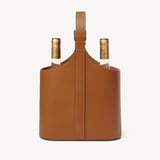 Deluxe Leather Duo Wine Bottle Carrier Smooth Tan