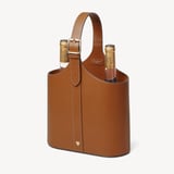 Deluxe Leather Duo Wine Bottle Carrier Smooth Tan