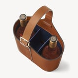 Deluxe Leather Duo Wine Bottle Carrier Smooth Tan