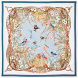 Edwardian Garden Silk Scarf Sky Blue Pure Silk