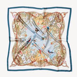 Edwardian Garden Silk Scarf Sky Blue Pure Silk