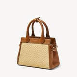 Savannah Mini Natural Chevron Raffia & Smooth Tan