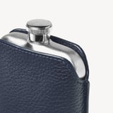 5oz Hip Flask with Leather Pouch Navy Pebble