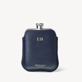 5oz Hip Flask with Leather Pouch Navy Pebble
