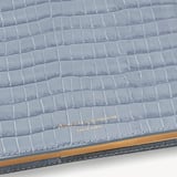 A5 Refillable Luxury Journal Deep Shine Sky Blue Small Croc with Soft Suede Lining
