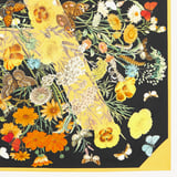 Botanical 'A' Silk Scarf Black & Gold Pure Silk