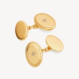 Diamond Faceted Oval Cufflinks 0.03ct Diamonds