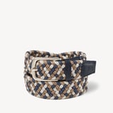 Men's Stretch Woven Belt Natural, Ivory & Navy