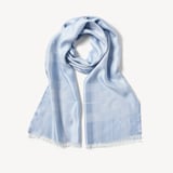 Silk Check Scarf Sky Blue Silk Modal