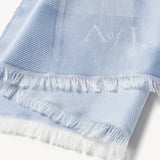 Silk Check Scarf Sky Blue Silk Modal