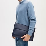 Leather Laptop Case Navy Pebble