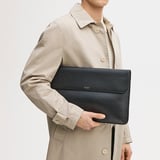 Leather Laptop Case Black Pebble