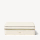 Large Travel Jewellery Case Embroidered Ivory Pebble 