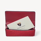 Business Card Holder Deep Shine Cherry Red Small Croc