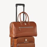 Connaught Flight Work Bag Tan Saffiano with Gold Hardware