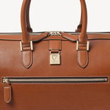 Connaught Flight Work Bag Tan Saffiano with Gold Hardware