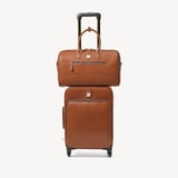 Connaught Flight Work Bag Tan Saffiano with Gold Hardware