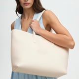 Zipped East West Tote Chalk White Pebble