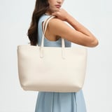Zipped East West Tote Chalk White Pebble
