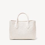 Midi London Tote Chalk White Woven Leather