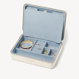 Large Travel Jewellery Case Embroidered Ivory Pebble 