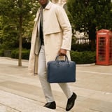 Mount Street Laptop Briefcase Navy Pebble