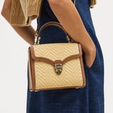 Midi Mayfair® Natural Chevron Raffia & Smooth Tan