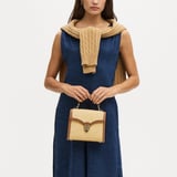Midi Mayfair® Natural Chevron Raffia & Smooth Tan