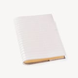 A5 Refillable Luxury Journal Deep Shine Chalk White Small Croc with Soft Suede Lining