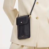 Duo Phone Crossbody Pouch Black Pebble