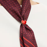 Enamel Heart Skinny Scarf Ring Red Enamel & 18ct Gold Plated