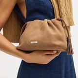 Soho Large Crossbody Pouch Cappuccino Suede