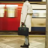 Slim Leather Briefcase Black & Green Saffiano