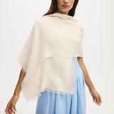 Silk Check Scarf Ivory Silk Modal