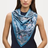 Ombre 'A' Floral Silk Scarf Sky Blue Pure Silk