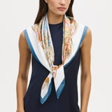Edwardian Garden Silk Scarf Sky Blue Pure Silk