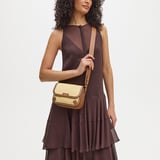 Ella Crossbody Natural Raffia & Smooth Tan