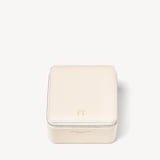 Travel Watch & Ring Box with Pocket Ivory Pebble