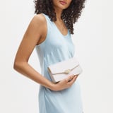 Eliza Clutch Deep Shine Chalk White Small Croc