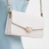 Eliza Clutch Deep Shine Chalk White Small Croc