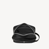 Men's Wash Bag Black Nylon Canvas with Leather Trim