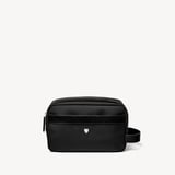 Men's Wash Bag Black Nylon Canvas with Leather Trim